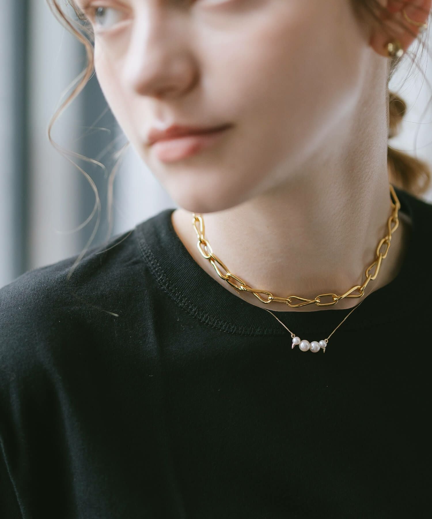 K10 Spike Studs Pearl Necklace QUATLUNE -カトルネ- | Ops.(オプス