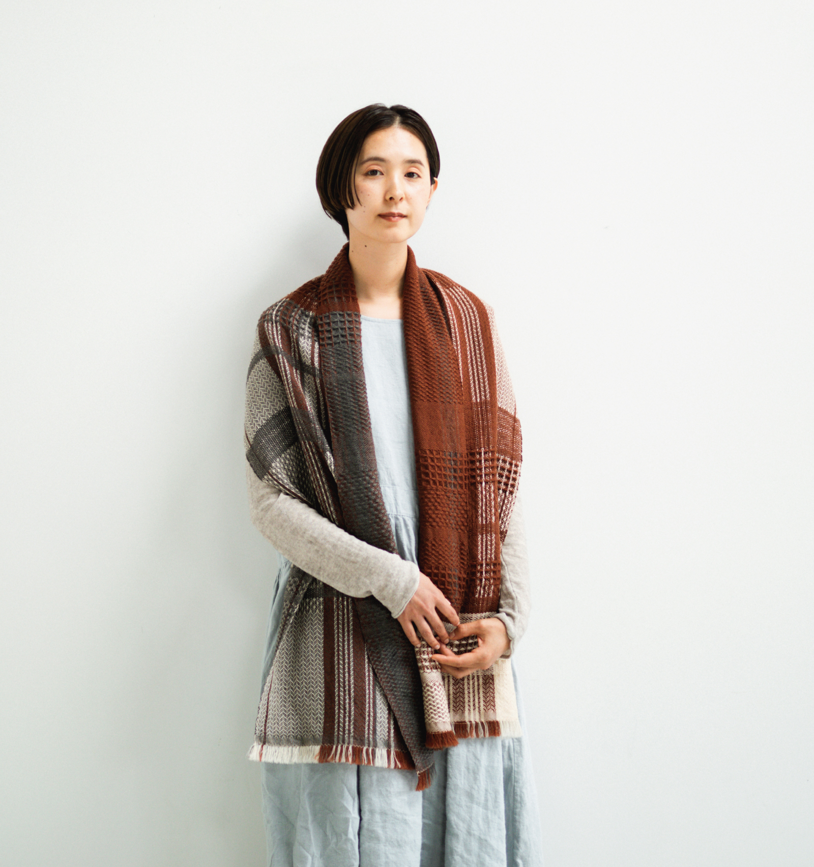 KAWARIウールマフラーN プラムブラウン (エクストラファインメリノ