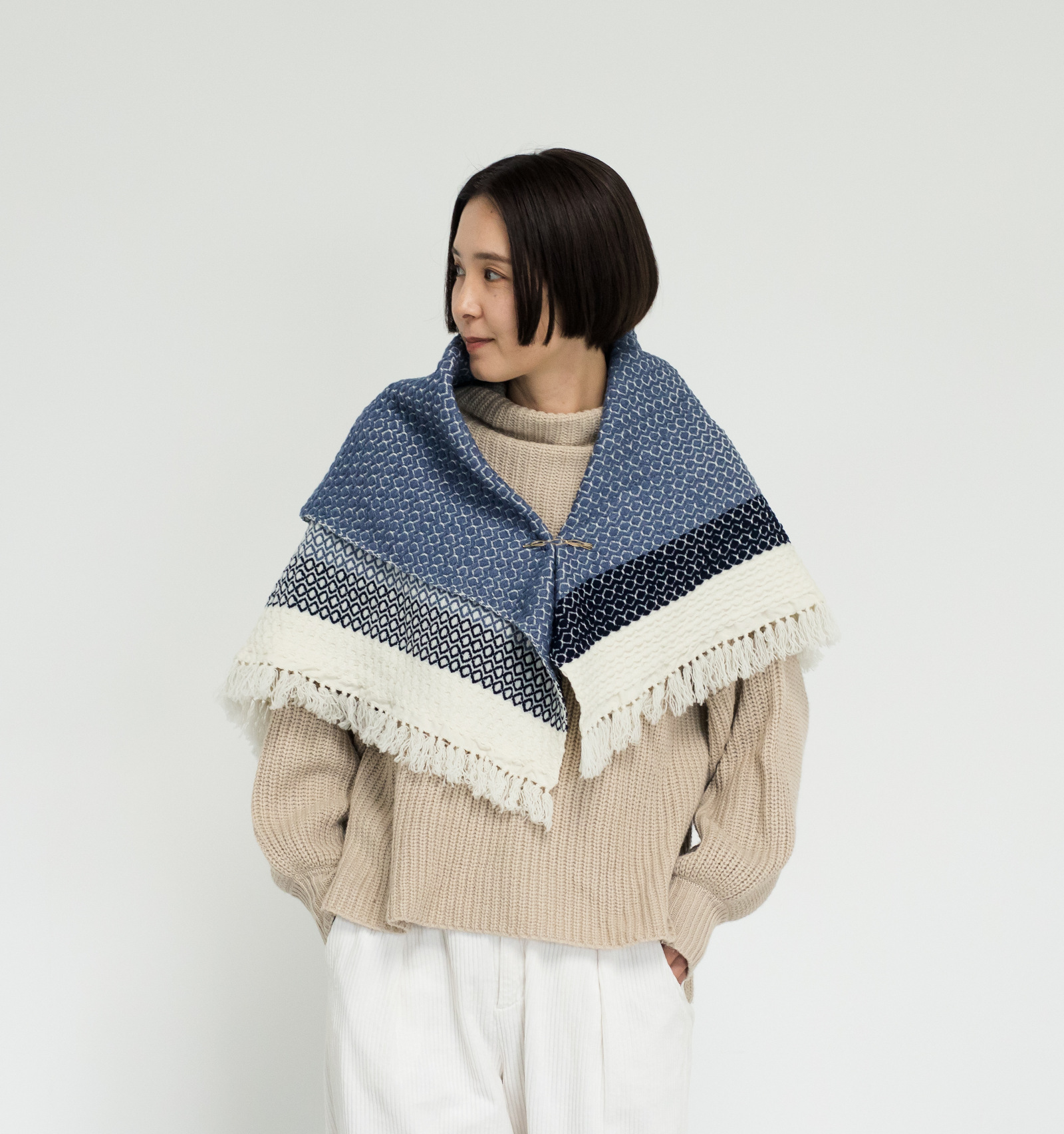 ブランケットショール ドットパターン ウィステリア [KAWARIシリーズ