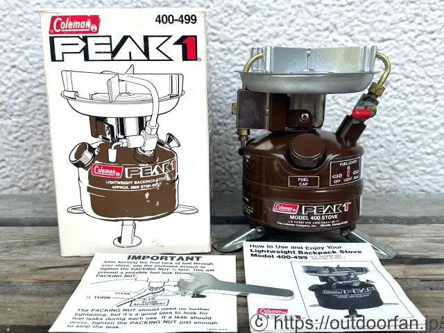 未点火元箱付き】コールマン 400 茶 4/82製 波型ゴトク 2レバー