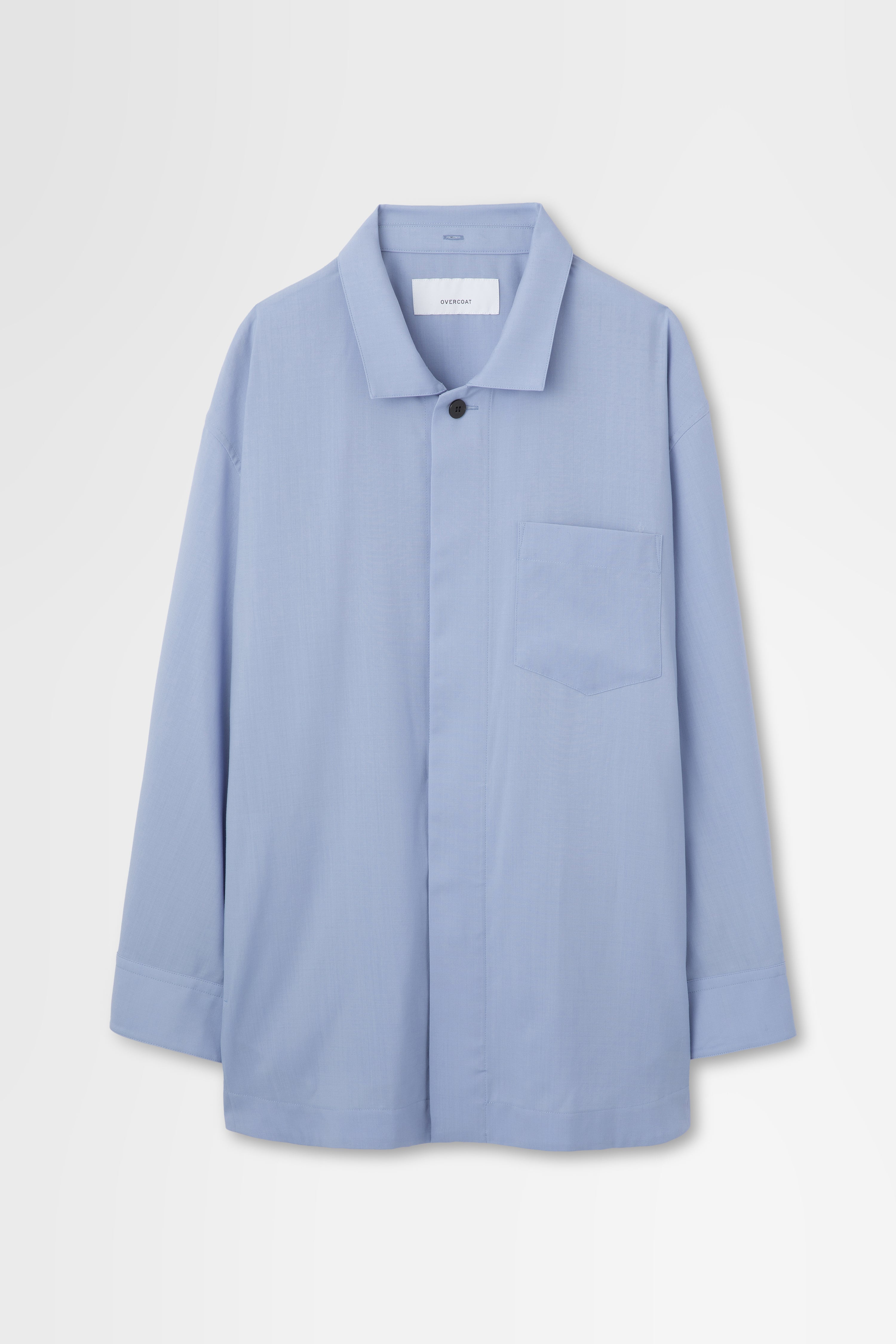 Oversized Shirt Jacket with Removable Collar in Wool Hard Shirting