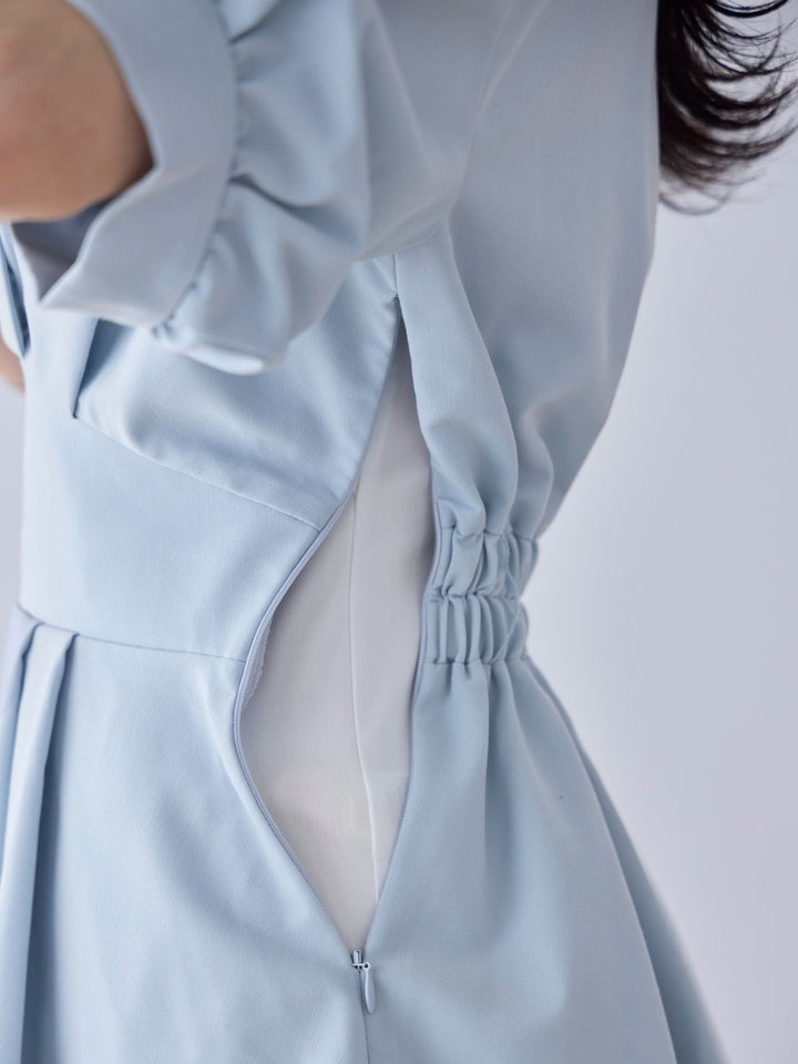 ウエストベルト付きカシュクールブラウス 25SS：ホワイト│胸が大きな