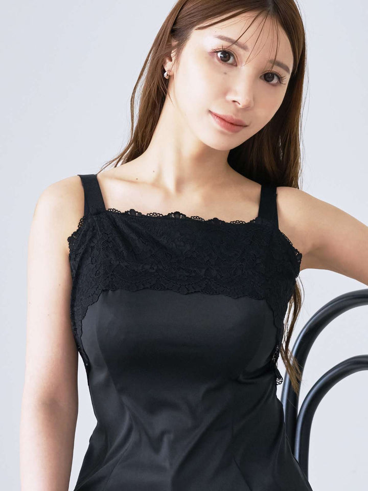 overneath レース付きキャミソール ML 黒 overneath レース付き