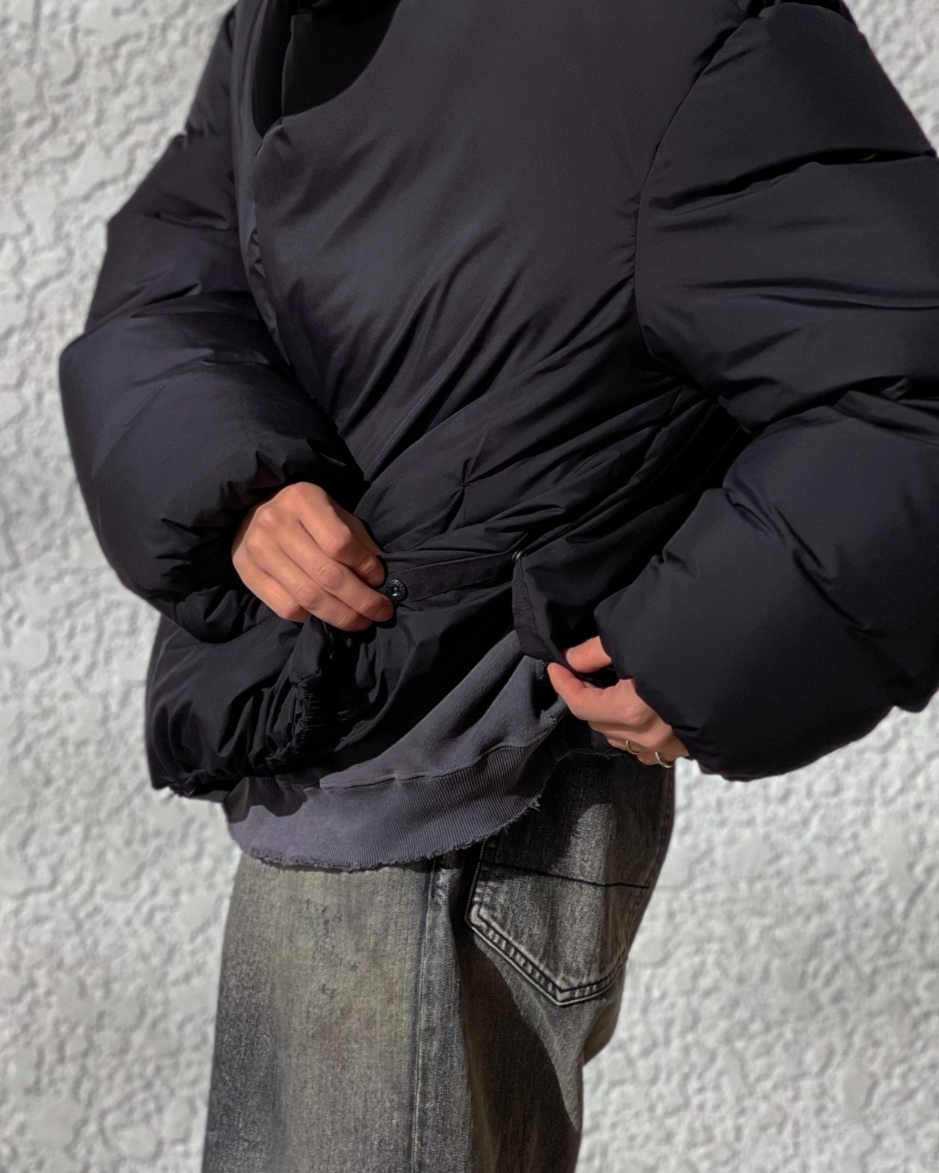 AMOMENTO】HOODED DOWN PUFFER - BLACK