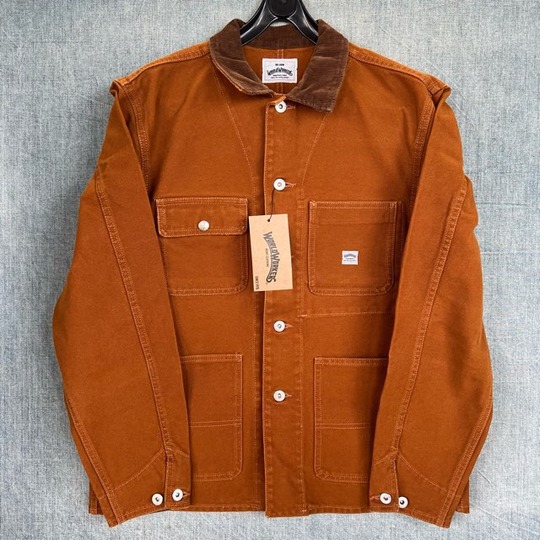 ビッグジョン・襟がコーデュロイでブラウンカラーのカバーオール