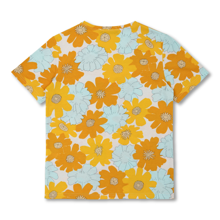 花柄 半袖Tシャツ ＜秋桜/白黄＞ | 京友禅アロハシャツ【Pagong】公式