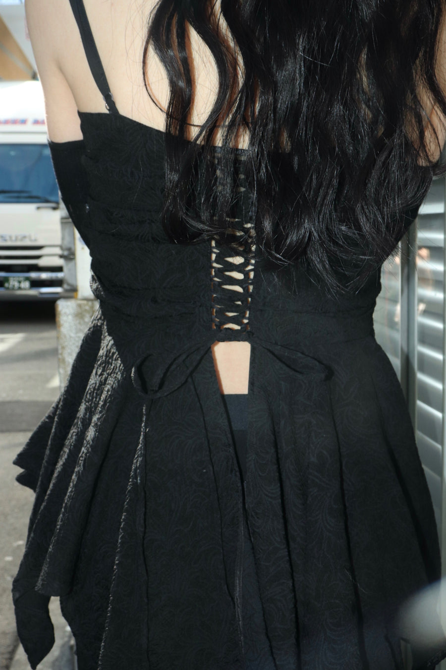 FETICO(フェティコ)のBOTANICAL JACQUARD CUTOUT CAMI TOP BLACKの通販