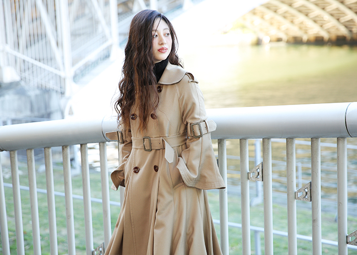 SWANLAKE ロングチューリップトレンチコート[CO-1020/CAMEL]