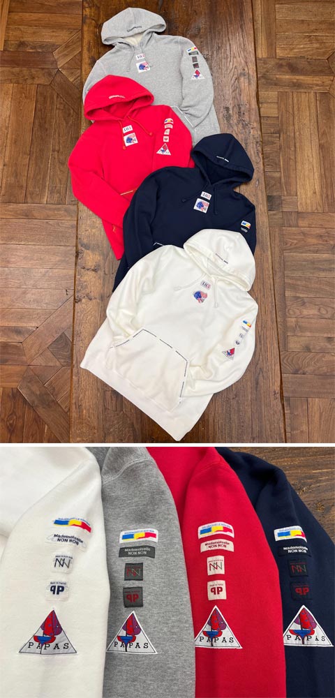 Mademoiselle NON NON『ワッペン付き裏毛プルオーバーパーカー