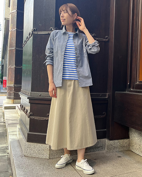 Mademoiselle NON NON『コットンストレッチダンガリーシャツ