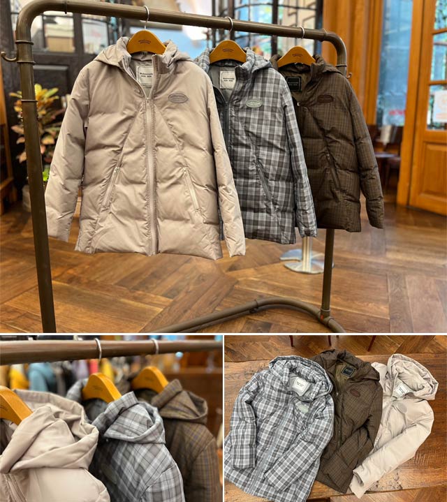 MADEMOISELLE NON NON『ポリエステルタフタチェック撥水ダウンブルゾン