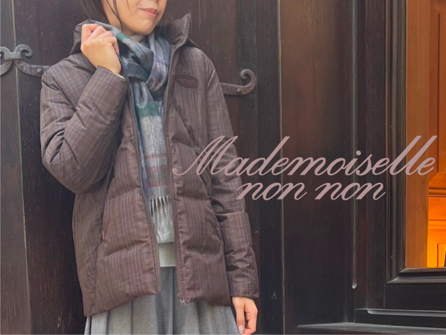 MADEMOISELLE NON NON『ポリエステルタフタチェック撥水ダウンブルゾン