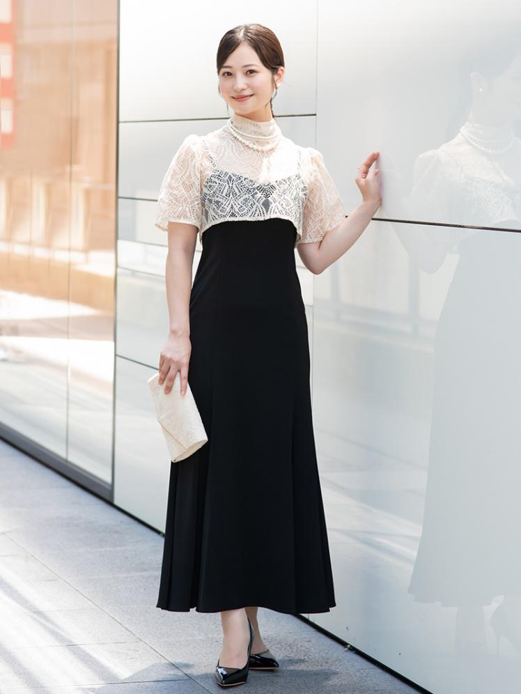 スタンドカラーボレロドレス(ブラック)CL1-423BL-L | パーティドレス