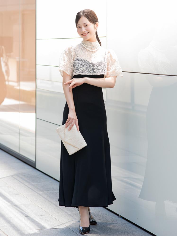 スタンドカラーボレロドレス(ブラック)CL1-423BL-L | パーティドレス