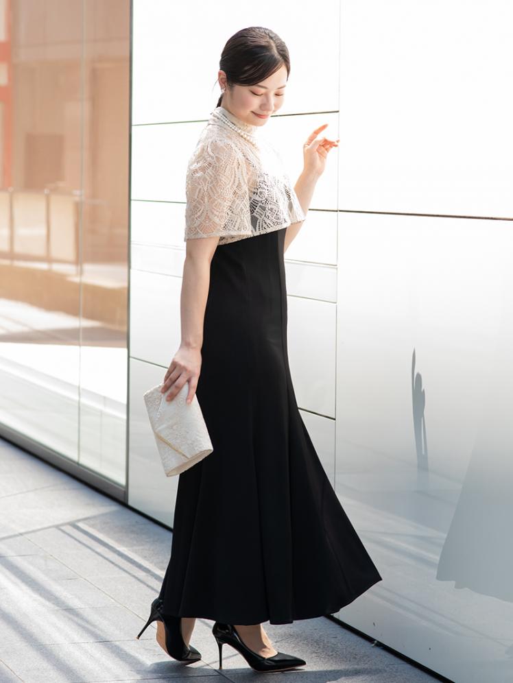 スタンドカラーボレロドレス(ブラック)CL1-423BL-M | パーティドレス