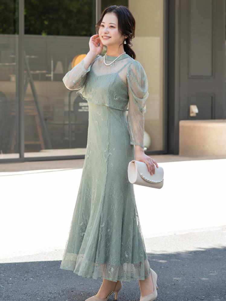 レースボレロマーメイドドレス(グリーン)CL1-424GR-L | パーティドレス