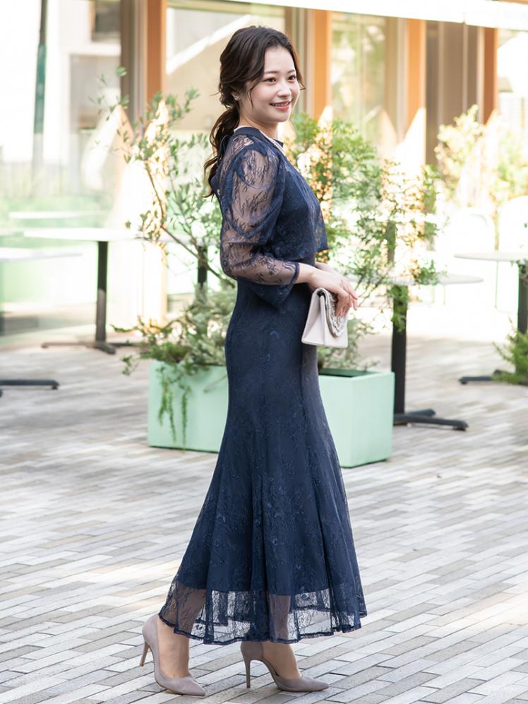 レースボレロマーメイドドレス(ネイビー)CL1-424NA-L | パーティドレス