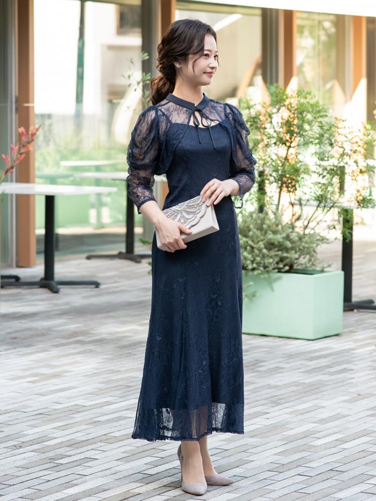 レースボレロマーメイドドレス(ネイビー)CL1-424NA-L | パーティドレス