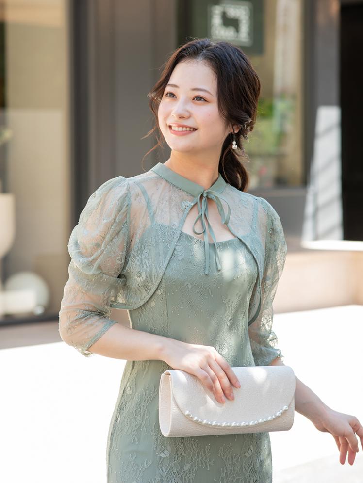 レースボレロマーメイドドレス(グリーン)CL1-424GR-M | パーティドレス