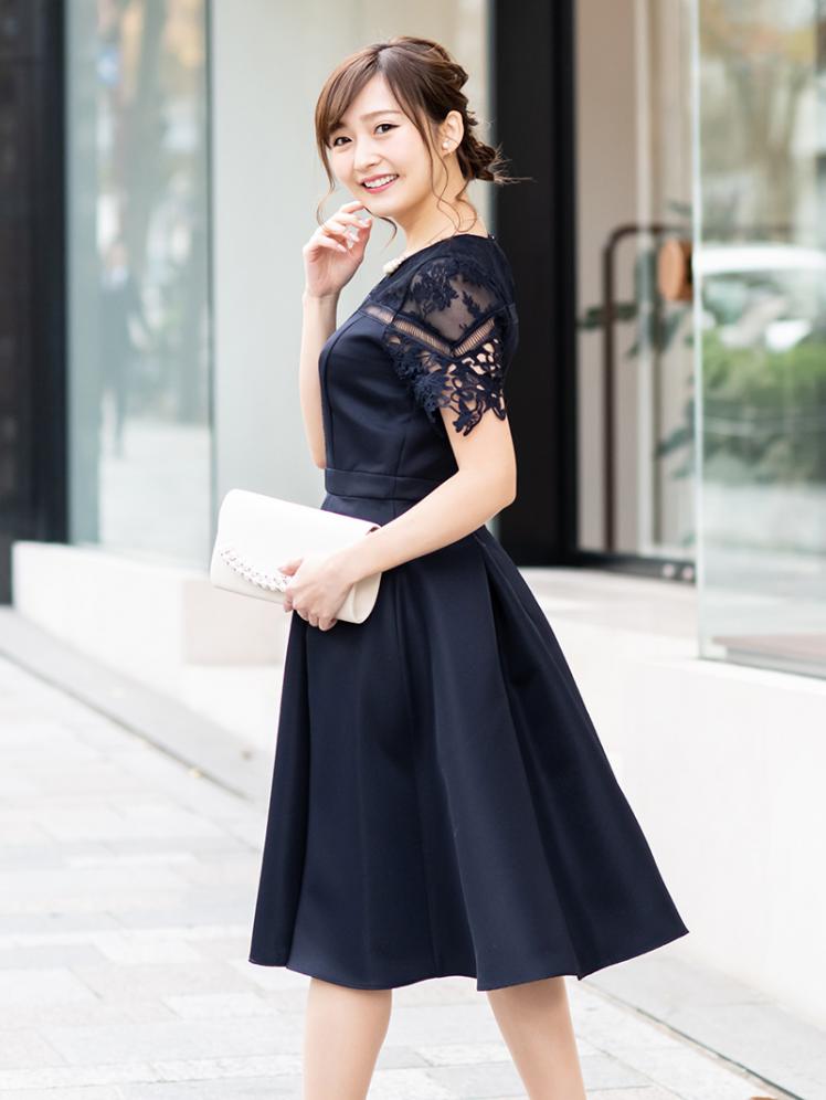 カルゼフレアドレス(ネイビー)CR1-332NA-M | パーティドレススタイル