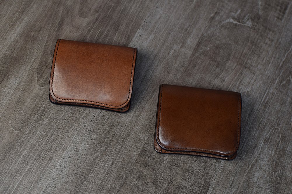 フルグレインブライドルPALMのダークステインを使用前（左）と使用後