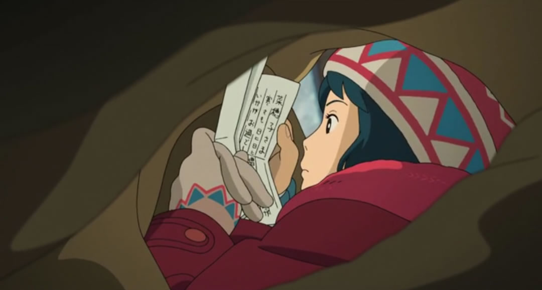 菜穂子が包まっているのは、軍隊毛布です。 色彩設計を担当した保田道