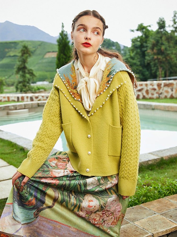 花瓶の向日葵のセーターカーディガン 文*月様