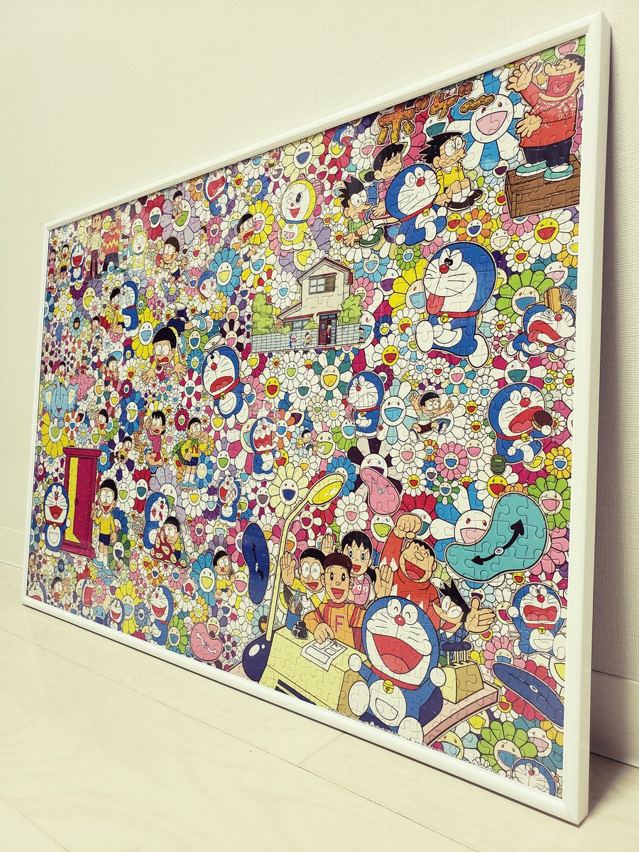 村上隆のドラえもん版画パズル(1000ピース)完成！最後の1ピースは娘(4
