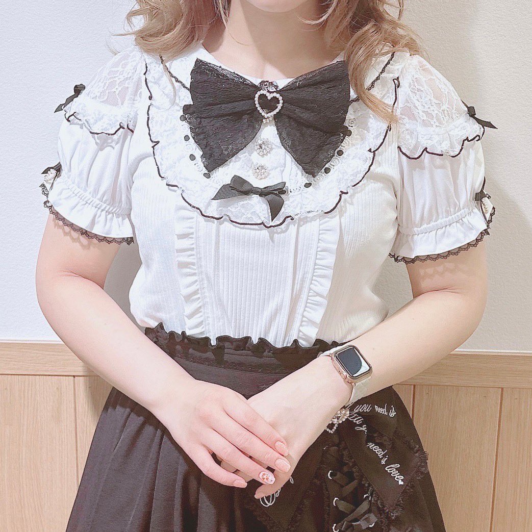 LIZLISA はしごレースハートカットトップス ピンク LIZLISA はしご