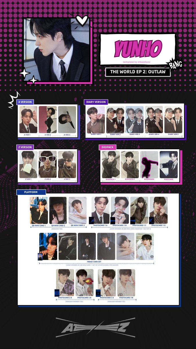 FINAL UPDATE 🎉 🌶 ATEEZ THE WORLD EP 2: OUTLAW PHOTOCARD TEMPLATE