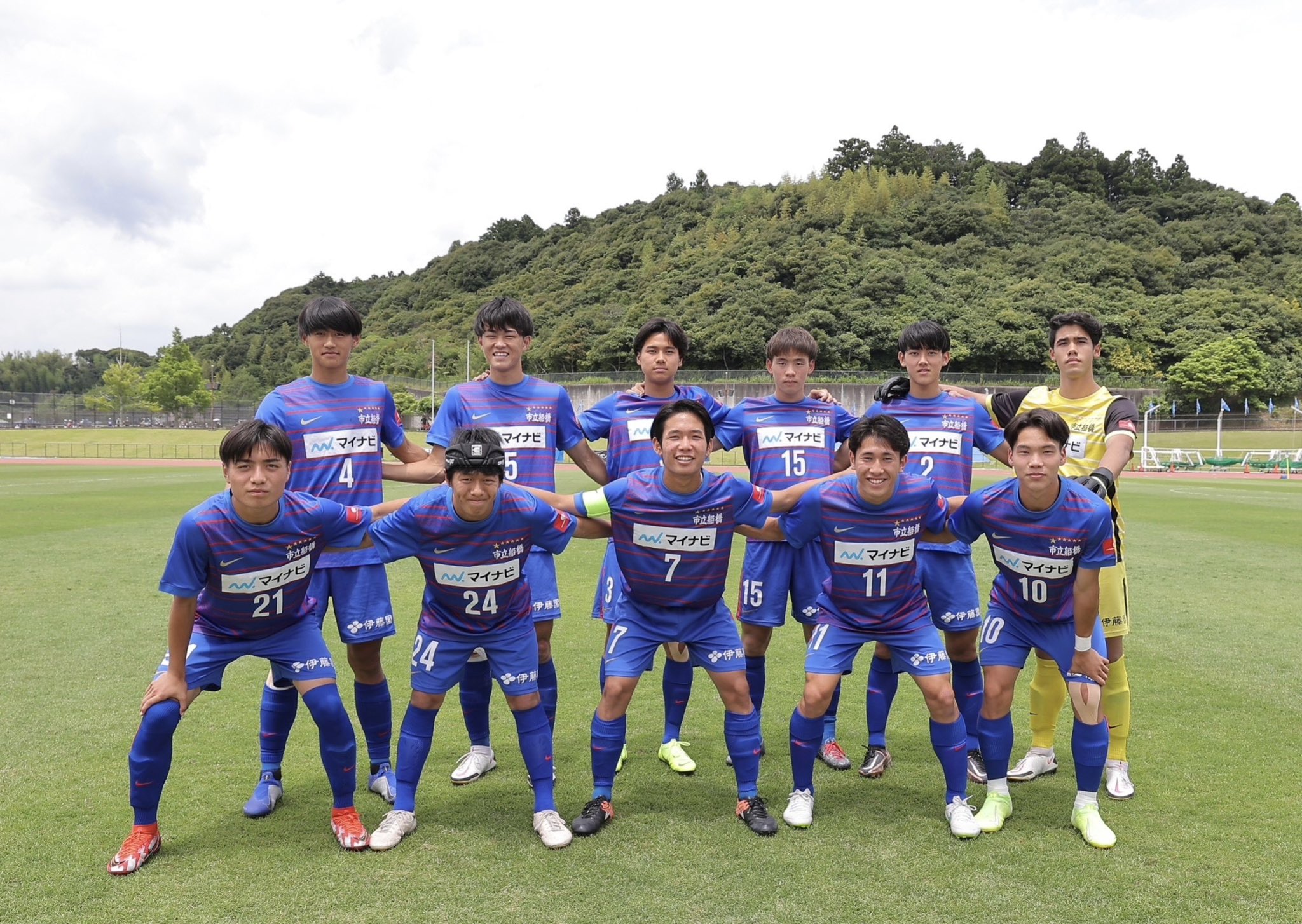 市立船橋 市立船橋 サッカーシャツ 刺繍 青 21 美品 サッカー 青長袖