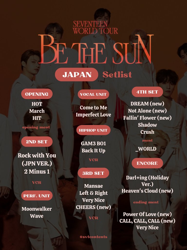 2022 SEVENTEEN WORLD TOUR [BE THE SUN] - OSAKA, JAPAN Setlist