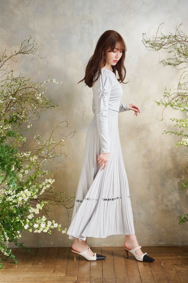 Cholet Lace Knit Dress// レイヤードしているかのような 一枚着るだけ