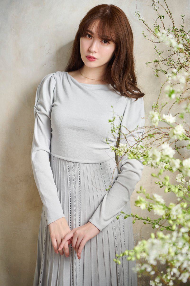 Cholet Lace Knit Dress// レイヤードしているかのような 一枚着るだけ