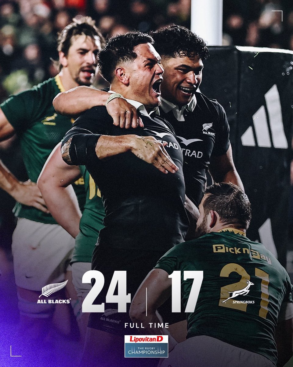 𝗙𝗨𝗟𝗟 𝗧𝗜𝗠𝗘】 🇳🇿 #AllBlacks 24-17 #SouthAfrica