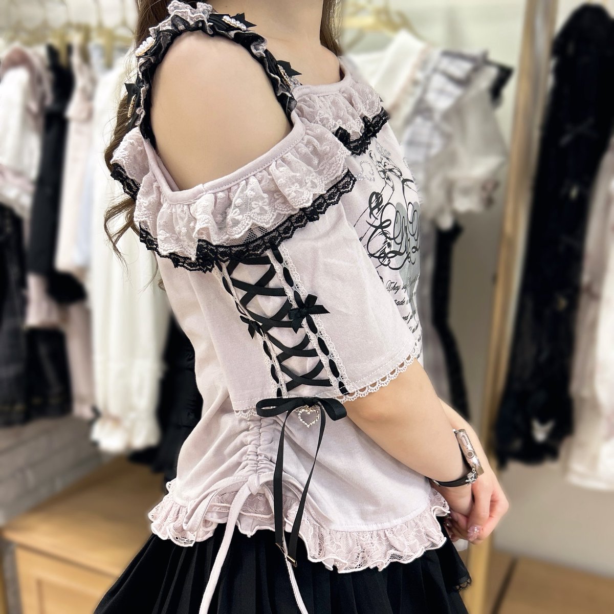 LIZLISA リズリサ チュニック 花柄 レース チュニック リボン LIZ LISA