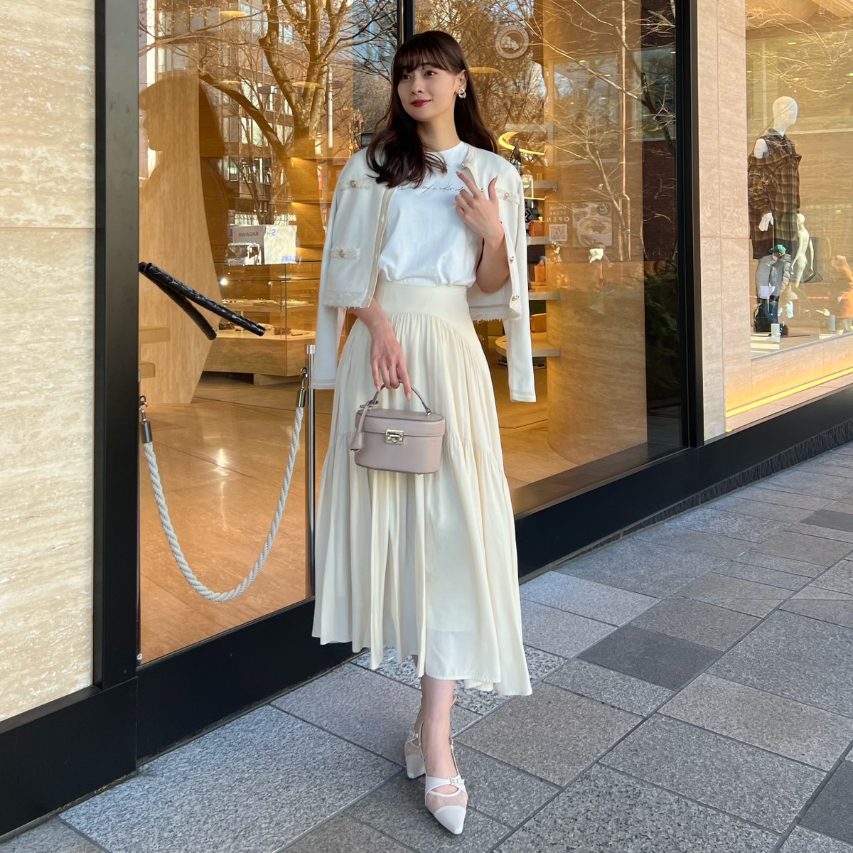 🏷High-Waist Tiered Long Skirt - vanilla - これからの季節どんな