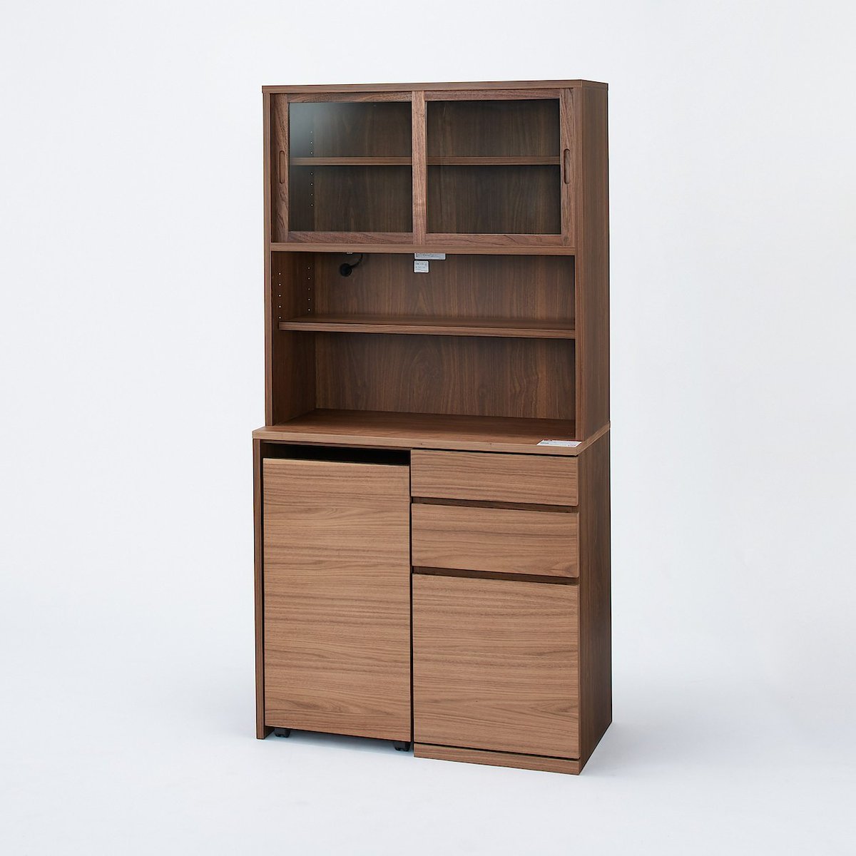 【無印良品】木製カップボード(ワゴン付)幅88cm オーク材　食器棚