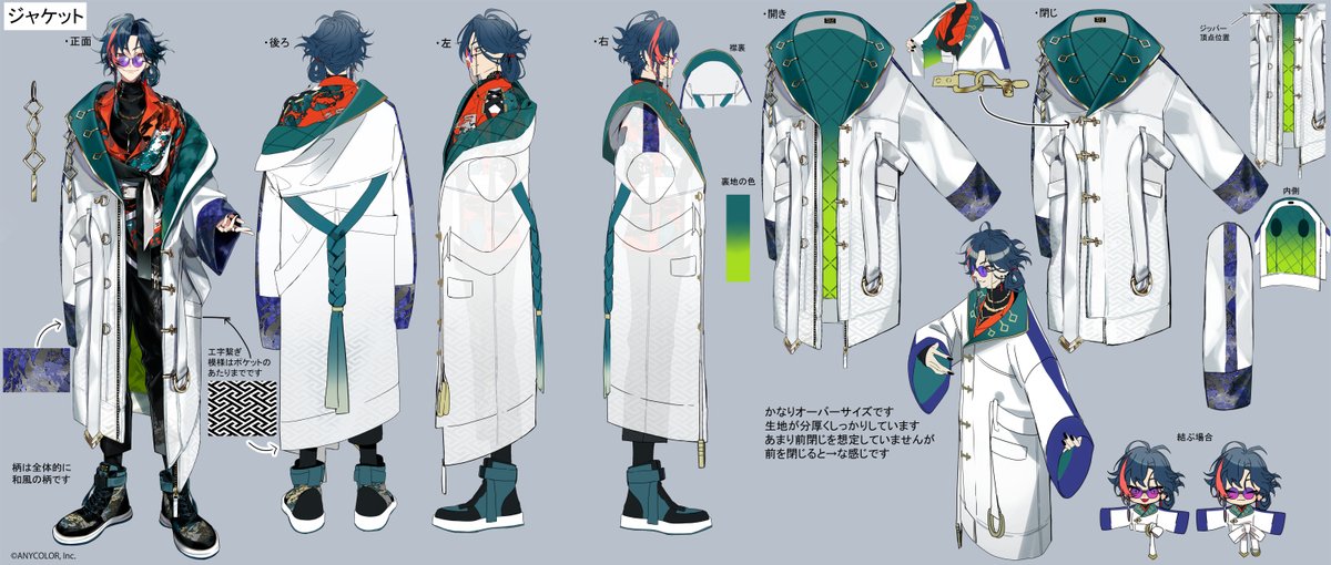 三面図とタグ(3/16時点)］ □配信 #魁星開店 □ファンアート #かいせ絵