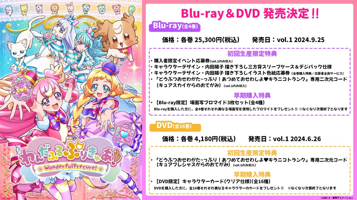 🐶『#わんだふるぷりきゅあ！』🐶 🎊BD＆DVD発売決定‼🎊 BD全巻共通