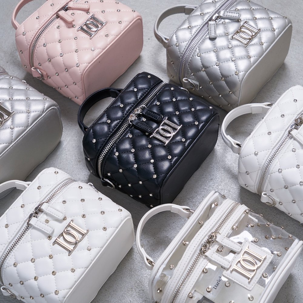 coming soon】 キルティングビジュースクエアミニバッグ (IVO/PNK/SLV