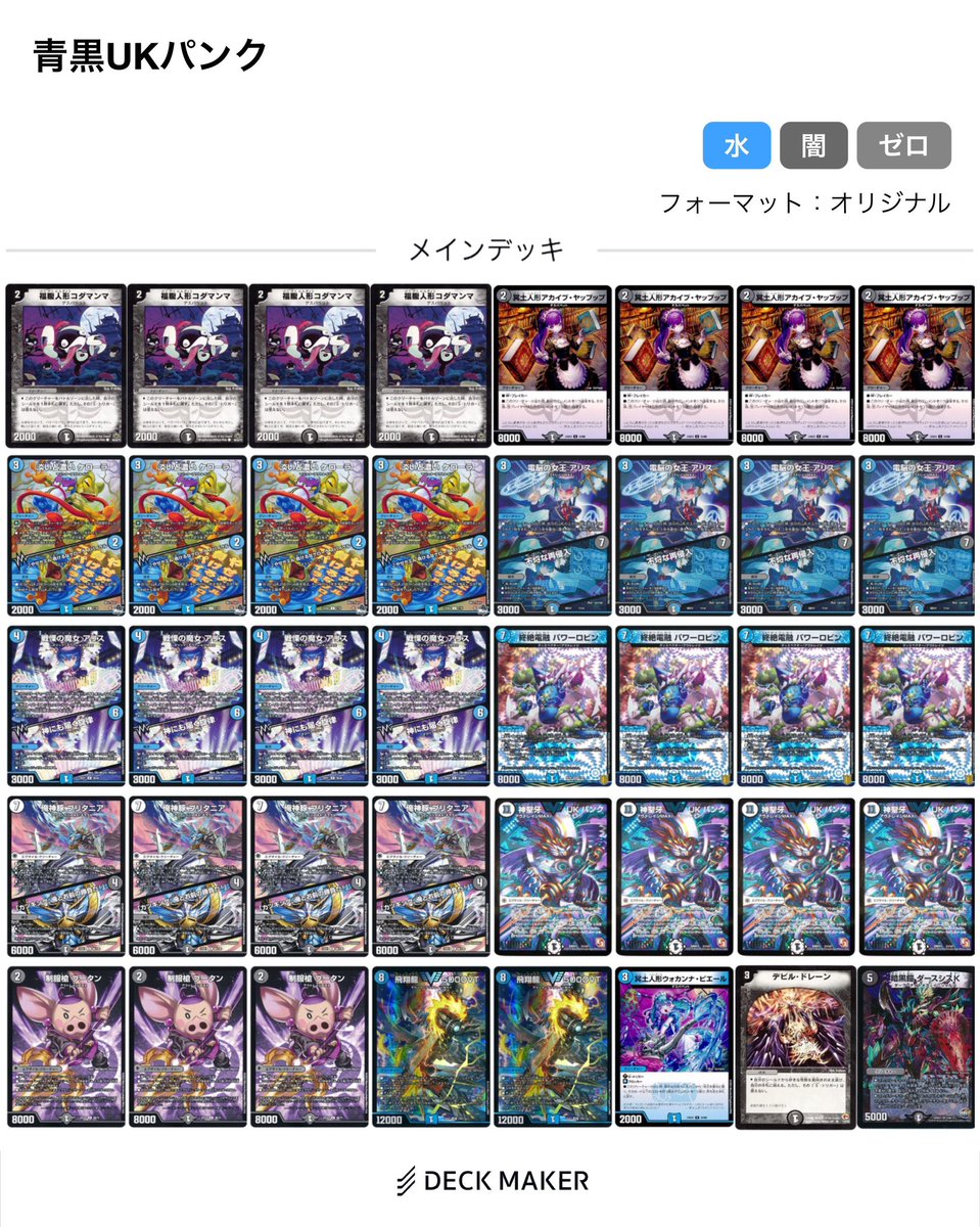 昨日の動画『青黒UKパンク』のリストです。 黒コダマンマを4枚+デビル