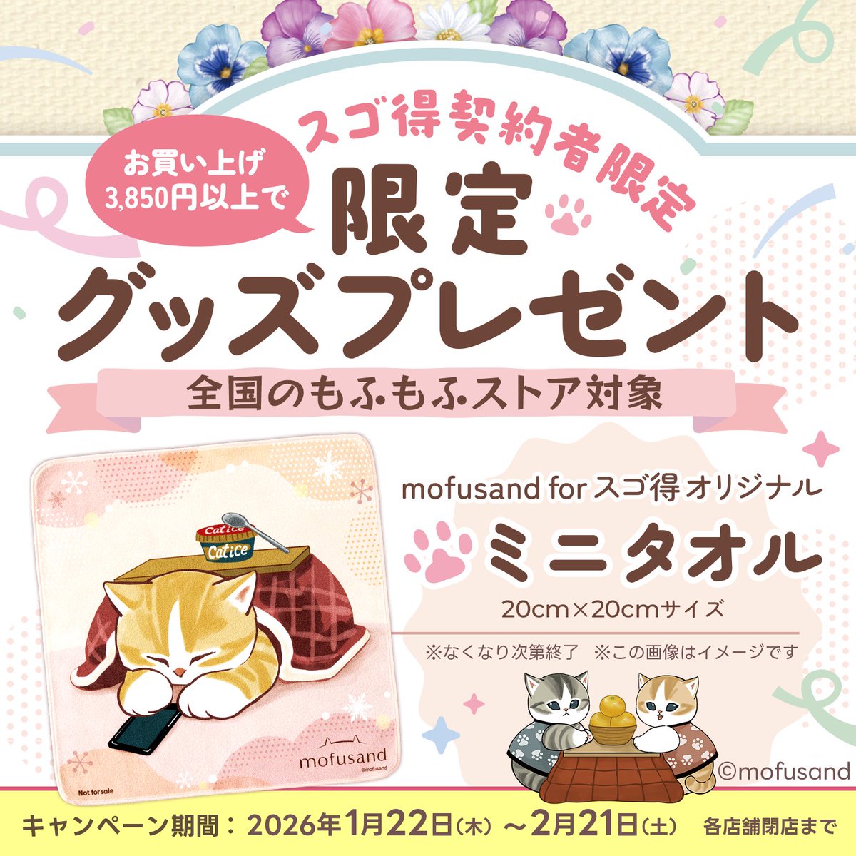 🐈ノベルティ配布のお知らせ🐈 1/22~2/21の期間で、 「ドコモのスゴ得