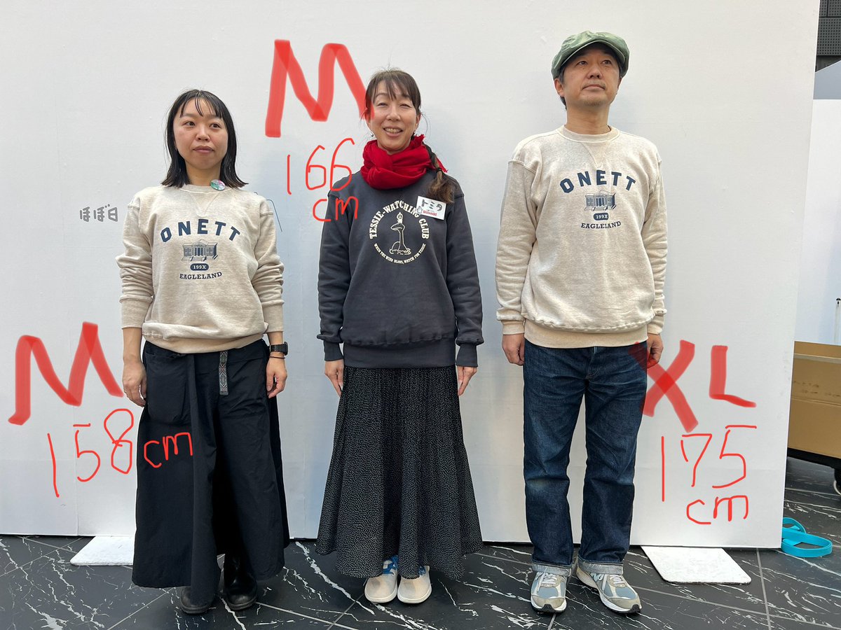 WAREHOUSEのスウェットはMとXLの2サイズ展開。生活のたのしみ展の売場