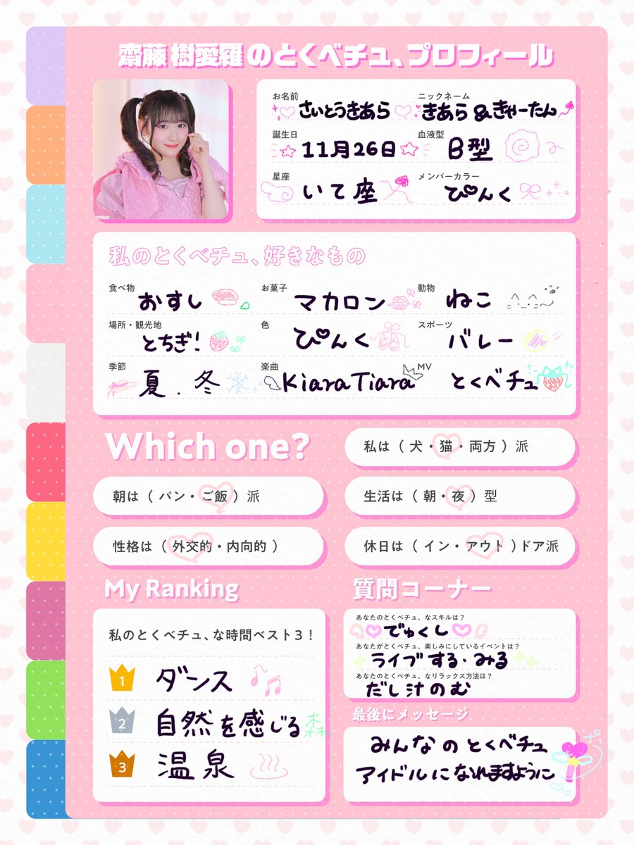 とくべチュ 」なプロフ帳💞 小学生ぶりで懐かしすぎる😭 他のメンバー