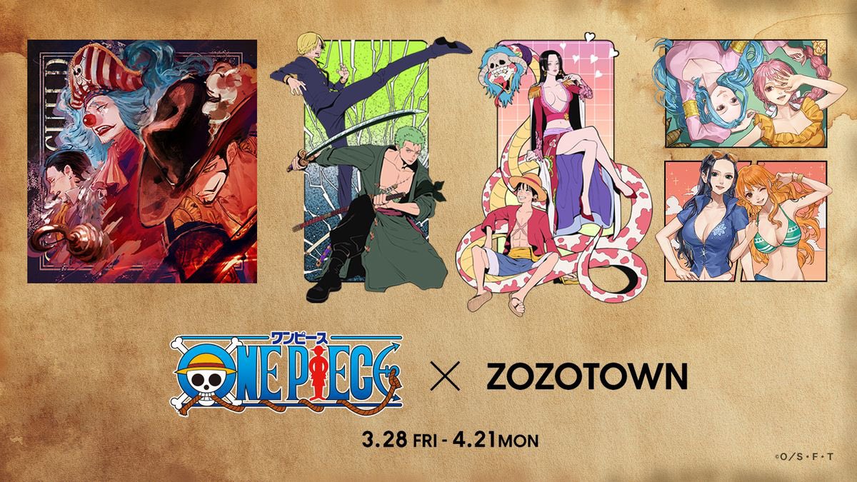 Robin & Nami and Vivi & Rebecca art for the One Piece x ZOZOTOWN