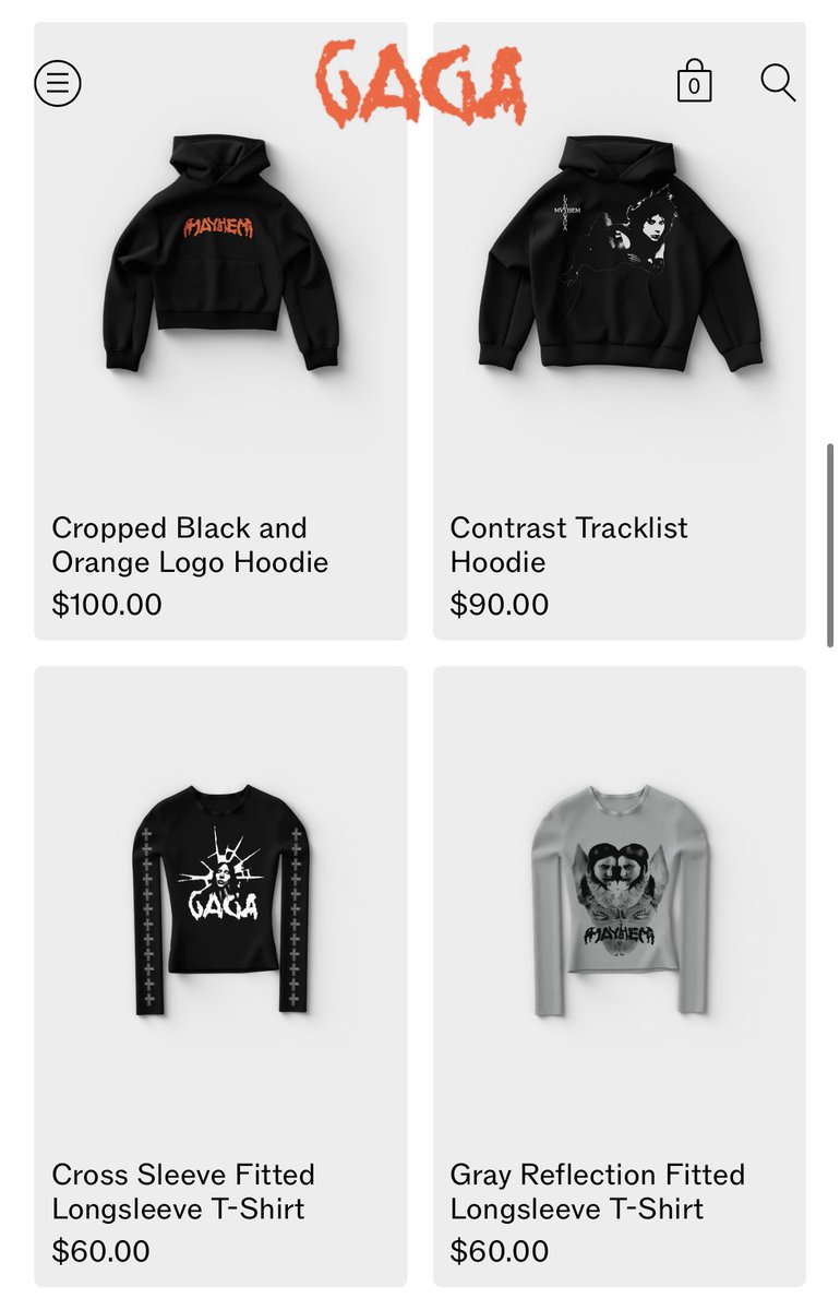 レディー・ガガ の公式ウェブサイトで、『MAYHEM』グッズが発売