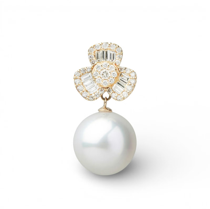 WSP】 南洋白蝶真珠 ペンダントトップ 11mmUP K18YG オーロラ