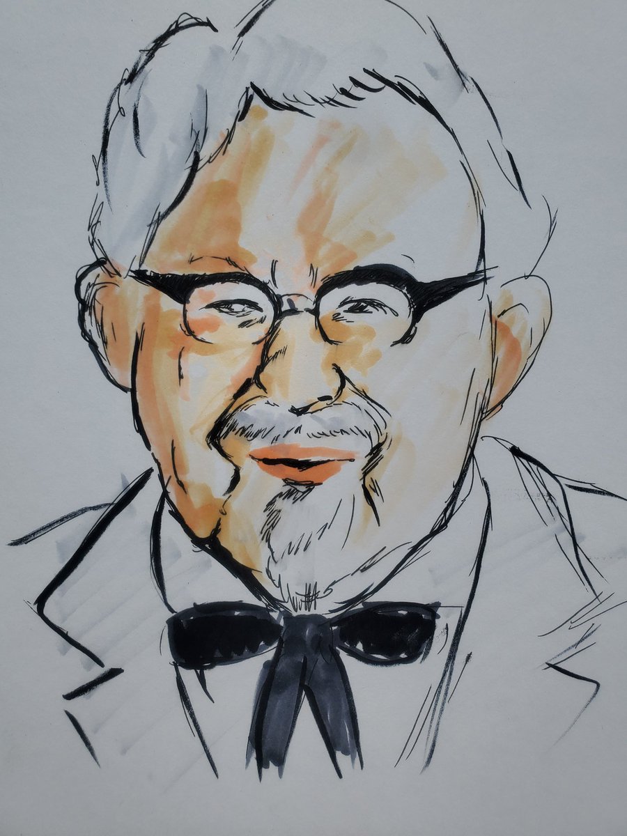 個人的趣味でカーネル・サンダースさん描いてみました😊 描いてたら