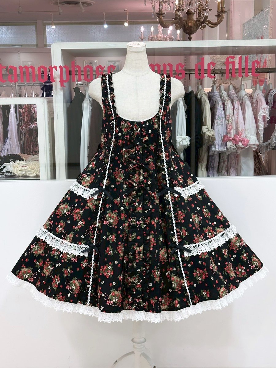 🌈オススメ紹介🌈 ◇Strawberry Basket フロントボタンリボンJSK